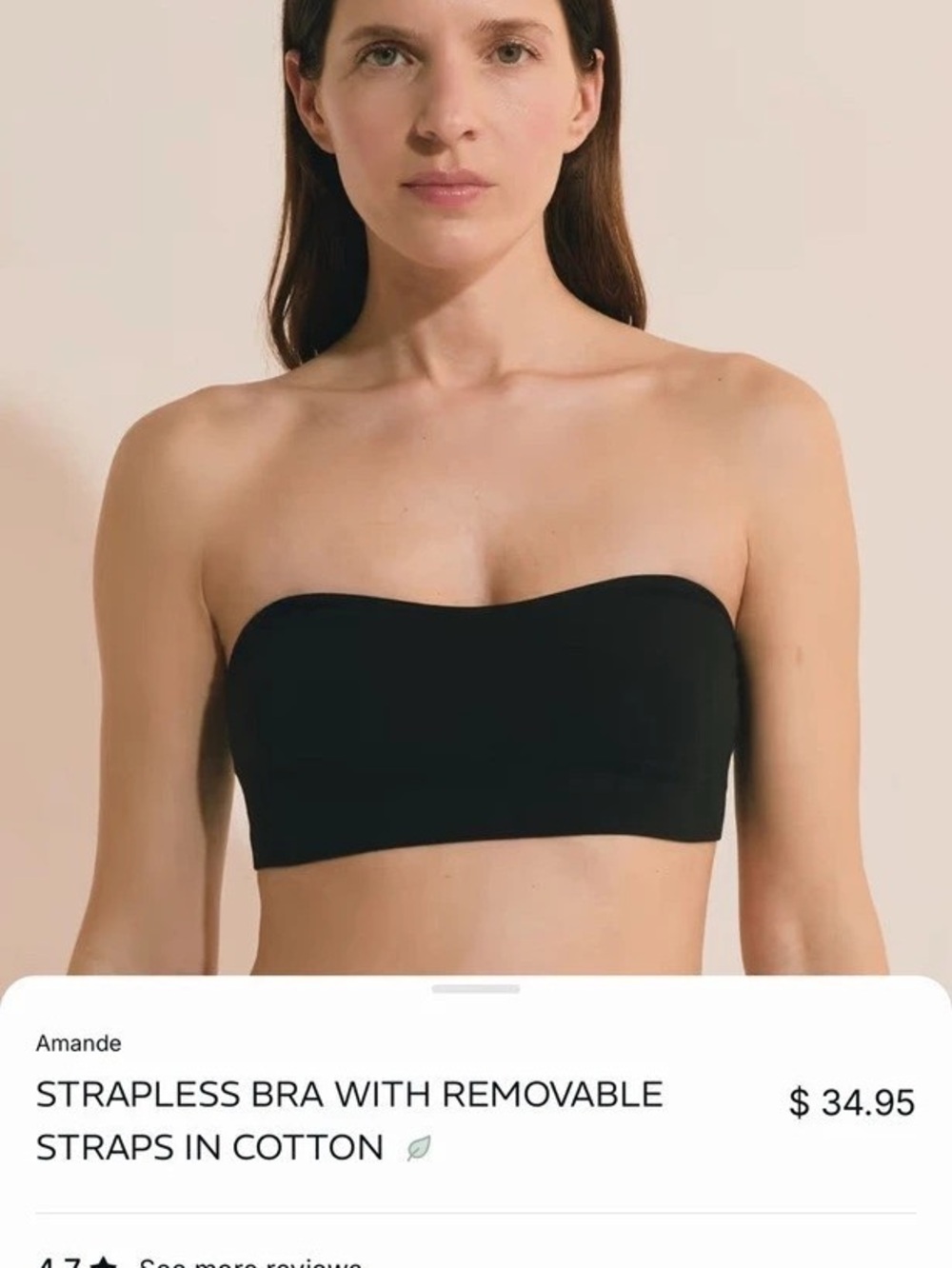 etam Amande Strapless Bra with Removable Straps in Cotton Black